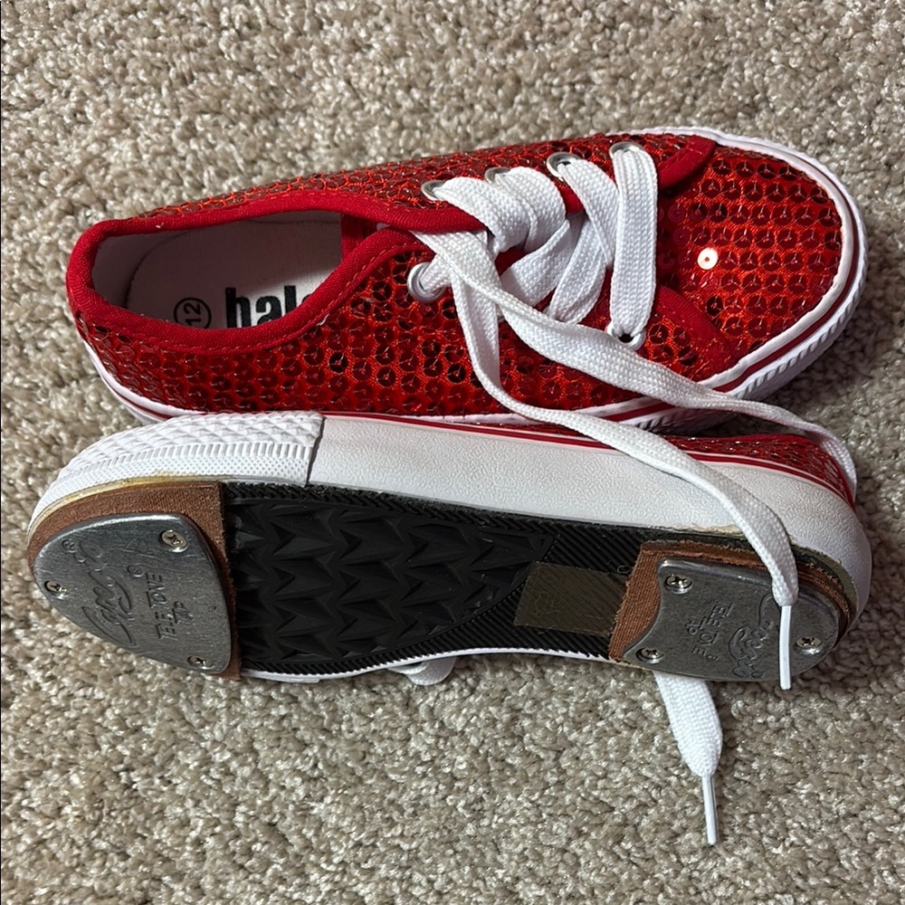 Red Sequin Kids Tap Shoes
